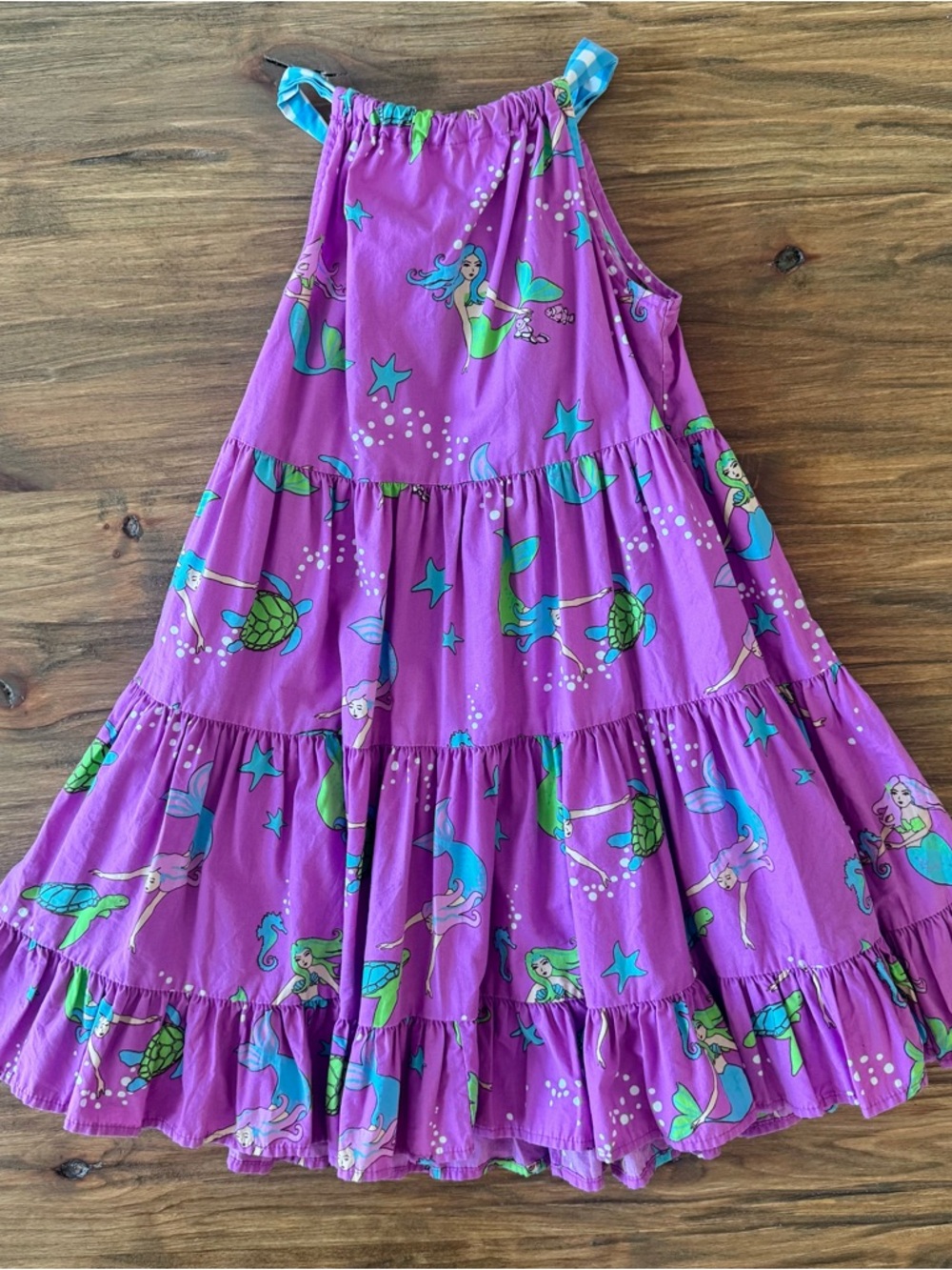 Eleanor Rose Purple Mermaid Print Tiered Lexie Dress size 6/7 - Picture 2 of 10